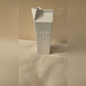 Deane & White -Milk Carton Pitcher Creamer White Porcelain Size 9 x 4"